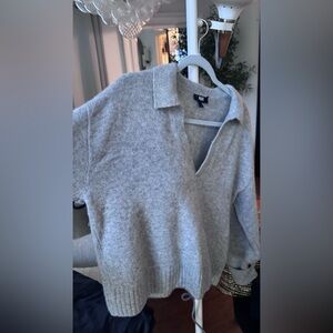 PAIGE Heather Gray V-Neck Cashmere Sweater